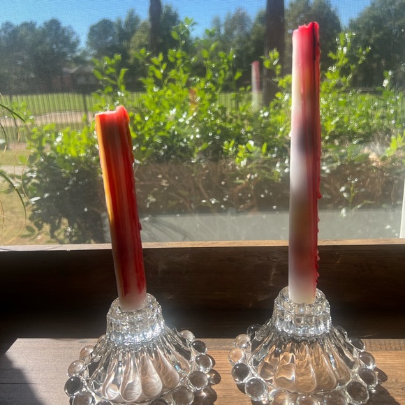 Vintage Anchor Hocking Candlestick Holders - Picture 2 of 3